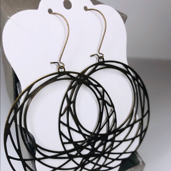 Antique Bronze Hoop Earrings - Picture 2 of 3